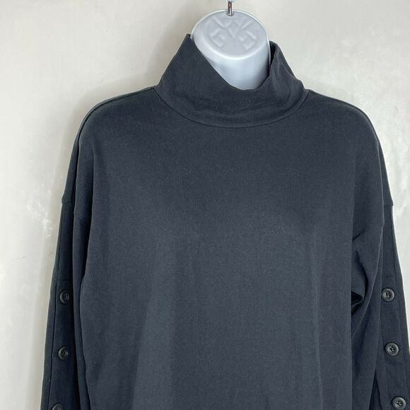Madewell Black Turtleneck Button Sleeve Top Blouse NWT Size XS - Picture 3 of 8